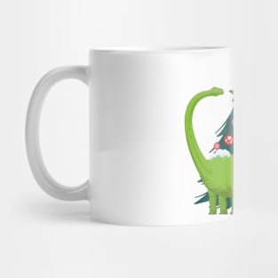 dinosaur getting ready for christmas Mug